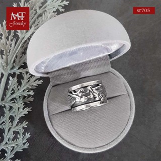 MT แหวนเงินแท้ ลายมังกร งานรมดำ ไซส์:  56 Solid 925 Sterling Silver Ring (sr705) MT Jewelry มณีธารา