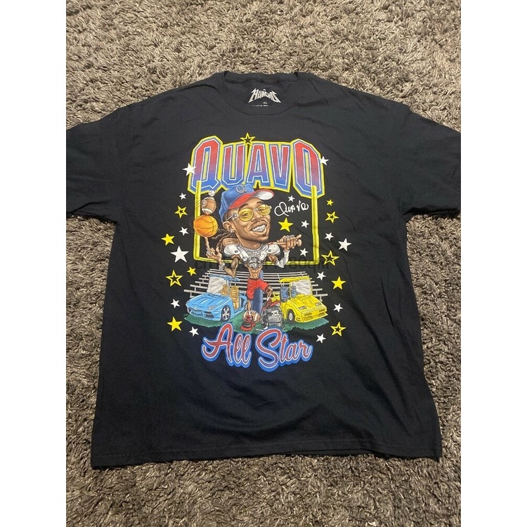 Quavo Huncho เสื้อยืดวินเทจ Migos Rap Group ต้องมีสําหรับแฟนๆ RAP ขนาด XL Mens