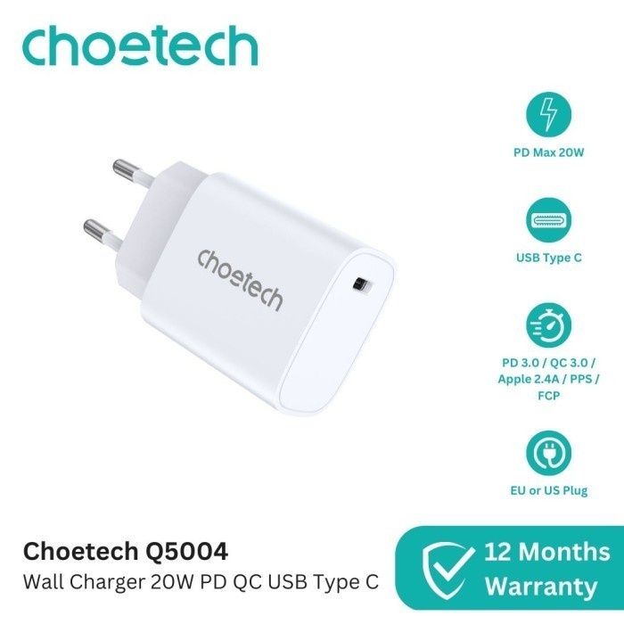 Choetech Q5004 ที่ชาร์จ 20W PD QC USB Type C ชาร์จเร็ว