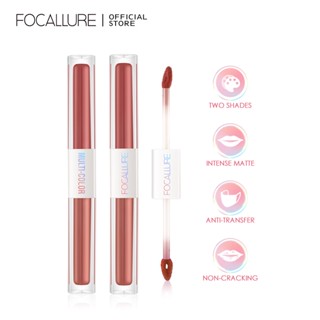 FOCALLURE Double Head 2 In 1 Liptint Liquid Lipstick Matte Lip Gloss Velvet Tint Long-Lasting Lip Glaze