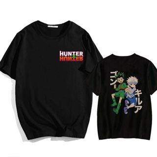 เสื้อยืดผ้าฝ้ายพิมพ์ลาย เสื้อยืดคอกลม แขนสั้น พิมพ์ลายอนิเมะ Hunter X Hunter Gon Killua สไตล์ฮาราจูกุ สําหรับผู้ชาย_02