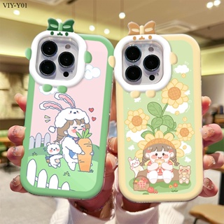 VIVO Y01 Y01A Y02 Y16 Y72 Y52 Y75 Y55 Y22 Y22S 5G เคสวีโว่ สำหรับ Cartoon Flower Girl เคส เคสโทรศัพท์ เคสมือถือ Shockproof Casing