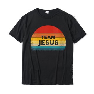 เสื้อยืดลําลอง ผ้าฝ้าย แขนสั้น พิมพ์ลาย Team Jesus สไตล์ฮิปฮอป เรโทร สําหรับผู้ชาย