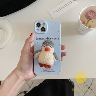 For เคสไอโฟน 14 Pro Max [Penguin Hard Film Print with Pop Stand] เคส Phone Case For iPhone 14 Pro Max Plus 13 12 11 For เคสไอโฟน11 Ins Korean Style Retro Classic Couple Shockproof Protective TPU Cover Shell