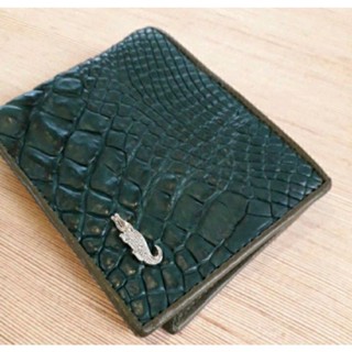 crocodile skin  green  wallet  กระเป๋าสตางค์หนังจระเข้แท้พร้อมใบอนุญาต