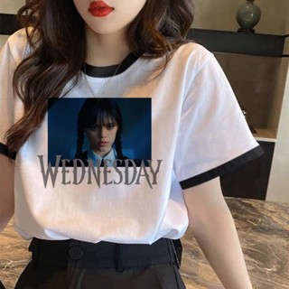 เสื้อยืด พิมพ์ลายกราฟิก i Hate Everything Wednesday Addams Y2K แฟชั่นฤดูร้อน สําหรับผู้หญิง