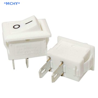 Mchy&gt; ใหม่ สวิตช์ปุ่มกดเปิด ปิด SPST 2 Pin 6A 250v ขนาดเล็ก สําหรับเรือ รถยนต์ 10 ชิ้น