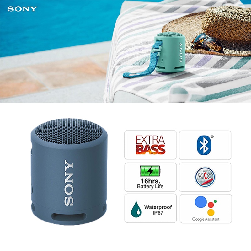 Speakers 499 บาท Sony SRS-XB13 กล่องดนตรีไร้สายบลูทู ธ ลำโพงกลางแจ้งแบบพกพา IP67 กันฝุ่นและกันน้ำเบส Portable Outdoor Speaker with Mic Audio