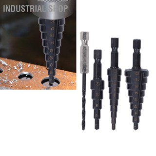 Industrial Shop 4Pcs HSS Straight Groove Step Drill Core Bit Kit การรักษาความร้อนชุดดอกสว่านเกลียวเหล็กความเร็วสูง