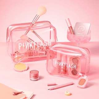 Pinkflash กระเป๋าเครื่องสําอาง PVC ใส แบบหนา กันชื้น กันน้ํา ทนต่อการสึกหรอ