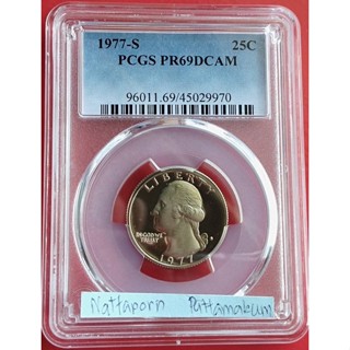 ตลับเกรด PCGS PR69DCAM 1977 S Washington 25C Quater Dallar