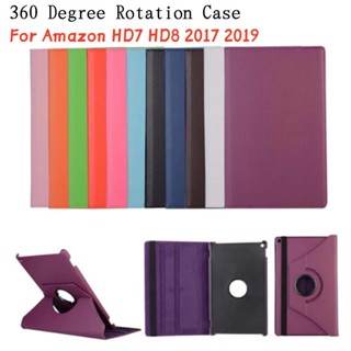 360 Degree Rotating Flip Case For Amazon HD7 HD8 2017 2019 Tablet Leather Stand Protective Cover