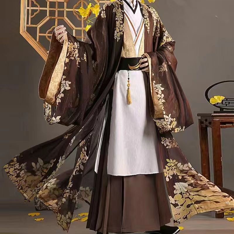 รองเท้าบูทฟรี Genshin- อิมแพค เครื่องแต่งกายคอสเพลย์ Zhongli สไตล์จีน แฟชั่นฮั่นฝู สําหรับผู้ชาย