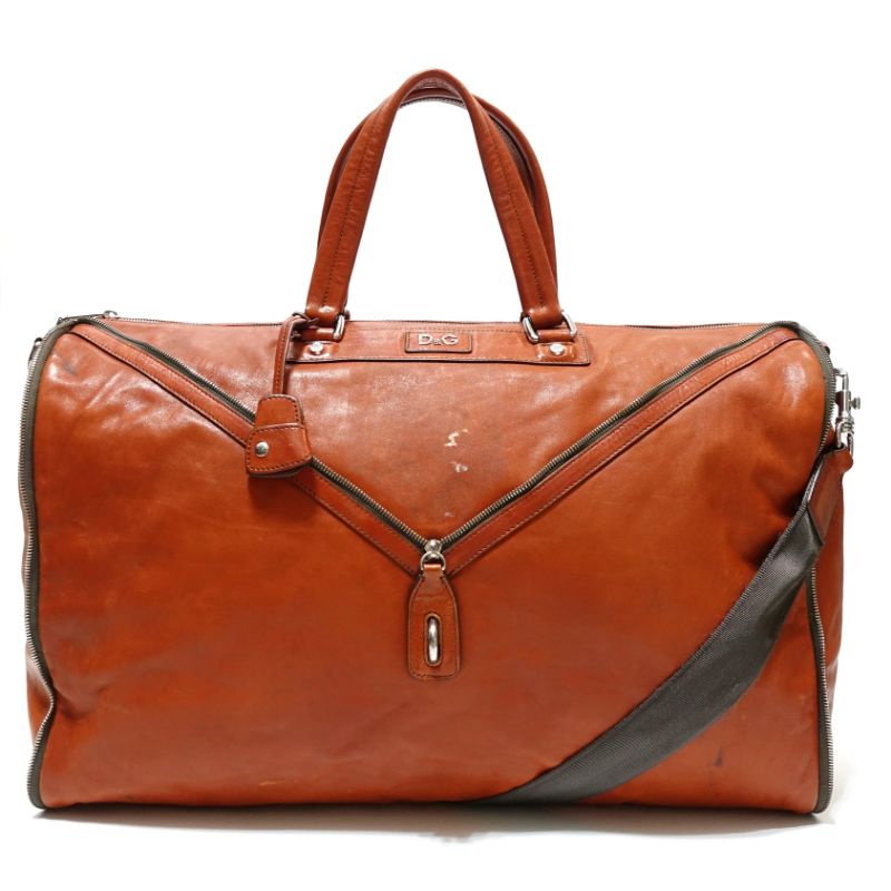 DOLCE & GABBANA Leather Travel Bag with Strap