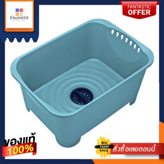 กะละมังพลาสติกล้างผักทรงเหลี่ยม AQUA PURA รุ่น PNC-3855 สีฟ้าAQUA PURA plastic basin for washing vegetables, square shap