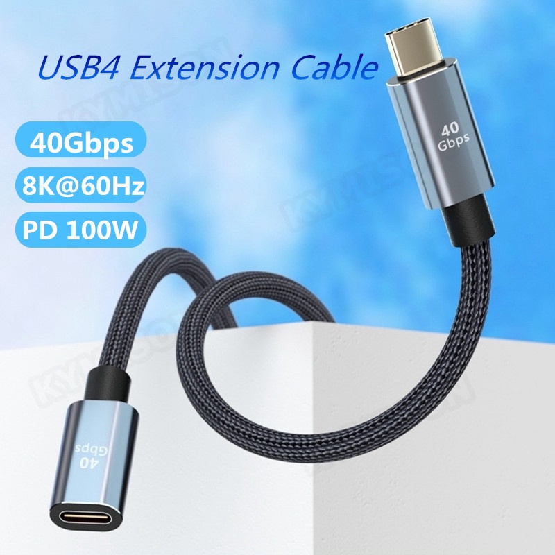 Thunderbolt 3 Extension Cable USB4 Type C 40Gbps USB-C ชายหญิง Monitor DP Video Dock Station Type-C ขยายสายไฟ