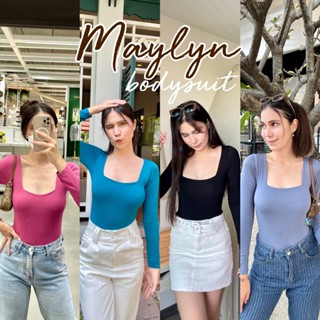 🖤Maylyn Bodysuit🖤 บอดี้สูทแขนยาวคอเหลี่ยมเก๋ๆ เป้ามีกระดุมแป้ก ใส่ง่ายถอดง่าย รุ่นนี้เป็นกระดุมที่เป้าน้า ผ้าเรย่อนซั...