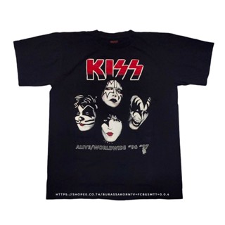 ✟▩เสื้อยืดวง KISS ผ้าฟอกเฟดเก่า ป้ายbrockum งานใหม่ทำเก่า_05