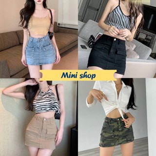 Mini shop🌸พร้อมส่ง🌸(197/1987) กระโปรงกางเกงยีนส์สั้น ใส่ง่ายแมตช์ได้กับทุกลุค-NZ