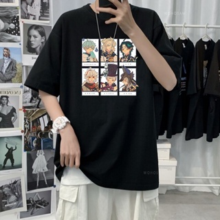 Harajuku Anime Gane Genshin Impact Kawaii Hu Tao Zhong Li Print Short Sleeve T Shirt Fashion Manga Summer Oversize _05