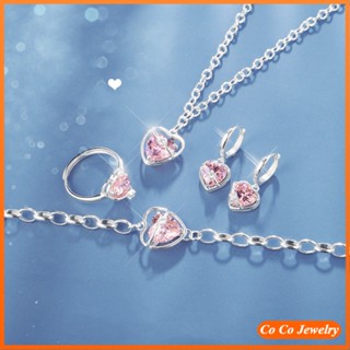 Cocojewelry สร้อยคอโซ่ ฝังเพทาย สีชมพู สไตล์เกาหลี สําหรับผู้หญิง