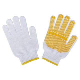 PVC-COATED ถุงมือทอเคลือบ PVC DRAGON สีขาว/เหลือง แพ็ก 2 ชิ้นPVC-COATED KNITTED GLOVES DRAGON WHITE/YELLOW 2PCS