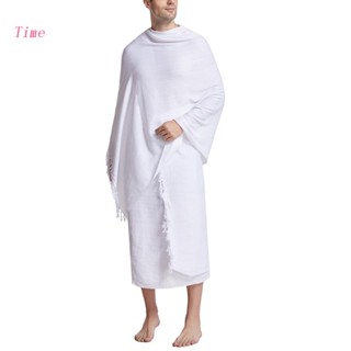 ผ้าขนหนู ผ้าคลุมไหล่ ลาย Time Arabia Muslim Hajj Ihram Umrah สําหรับผู้ชาย