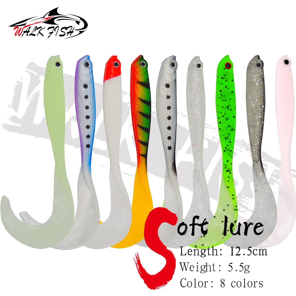 Walk FISH เหยื่อตกปลาซิลิโคน รูปหนอน แบบนิ่ม ขนาด 12.5 ซม. 5.5 กรัม 1 ชิ้น
