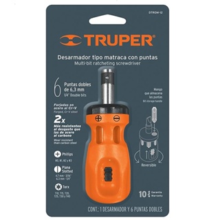 TRUPER ไขควงด้ามฟรี mini พร้อม ดอกไขควง 12 หัว (DTROM-12) รหัส 18193