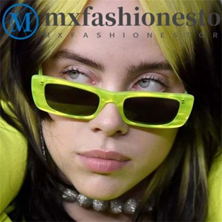 Mxfashione แว่นกันแดด ทรงสี่เหลี่ยมผืนผ้า ฮิปฮอป พังก์ สีเขียว ป้องกันรังสียูวี กรอบเล็ก กรอบสี่เหลี่ยมผืนผ้า สีดํา