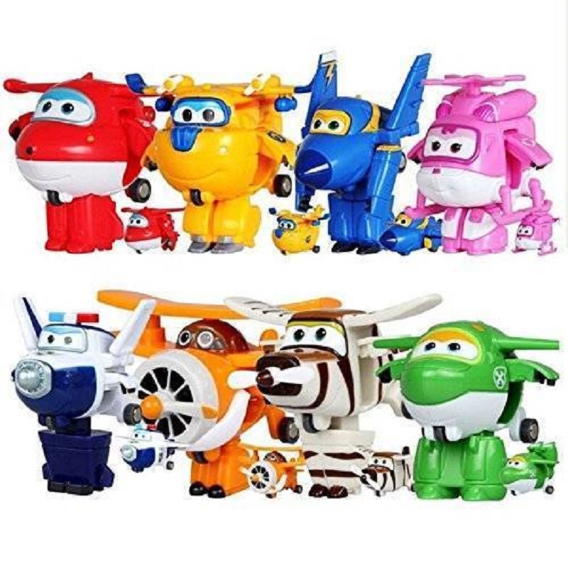 ฟิกเกอร์หุ่นยนต์เครื่องบิน Super Wings ขนาดเล็ก 8 ชิ้น/ชุด