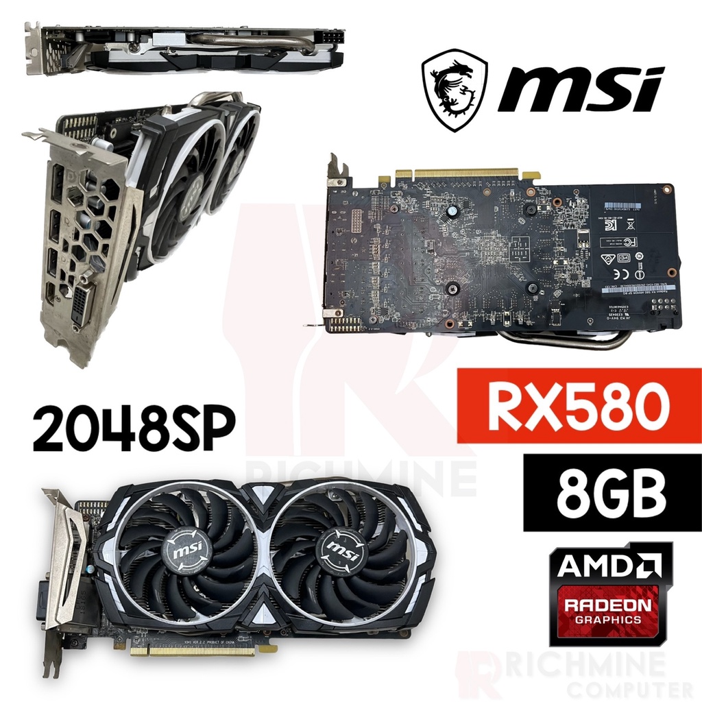 การ์ดจอ MSI RX580 ARMOR 8GB SP GAMING GPU 8G สําหรับคอมพิวเตอร์ตั้งโต๊ะ