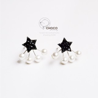 S925 ต่างหูดาวมุกเงินแท้ เพชร CZ Sterling Silver Star Stud Earrings