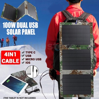 แผงชาร์จแบตเตอรี่ พลังงานแสงอาทิตย์ 5V 100W Dual USB กันน้ํา สําหรับกลางแจ้ง