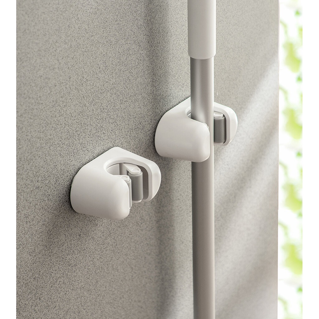 Omocha | (รุ่น CURVE) Mop clip : คลิปล็อคไม้ถูพื้น ที่เก็บไม้กวาด (แถมกาวตะปู)