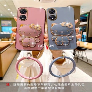 พร้อมส่ง ใหม่ เคสโทรศัพท์มือถือ กันกระแทก ลายแมว พร้อมกระจกแต่งหน้า และสายคล้องข้อมือ สําหรับ OPPO A38 4G 2023