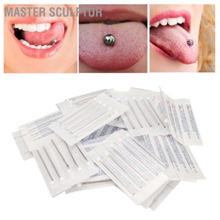 Master Sculptor 100pcs เข็มเจาะร่างกาย 14G สแตนเลสแบบใช้แล้วทิ้ง หู จมูก สะดือ จุกนม เข็มเจาะปาก