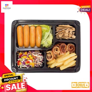 เอโร่LunchBox ช่องถาดอาหาร4พร้อมฝา แพ็ค25ชุดaro LunchBox Hole 4x25pcs