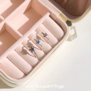 earika.earrings - flora ring แหวนเงินแท้จี้ดอกไม้ประดับเพชร (มีให้เลือก 3 สี) ฟรีไซส์ปรับขนาดได้