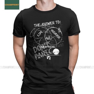 ใหม่ เสื้อยืดลําลอง แขนสั้น พิมพ์ลาย The Answer Is HitchhikerS Guide To The Galaxy แฟชั่นสําหรับผู้ชาย