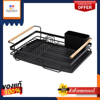 ที่คว่ำจานขอบไม้พร้อมถาดรอง 1 ชั้น KASSA HOME รุ่น WK112176-1 สีดำWooden Edged Dish Drainer with 1 Tier Tray  WK112176-1