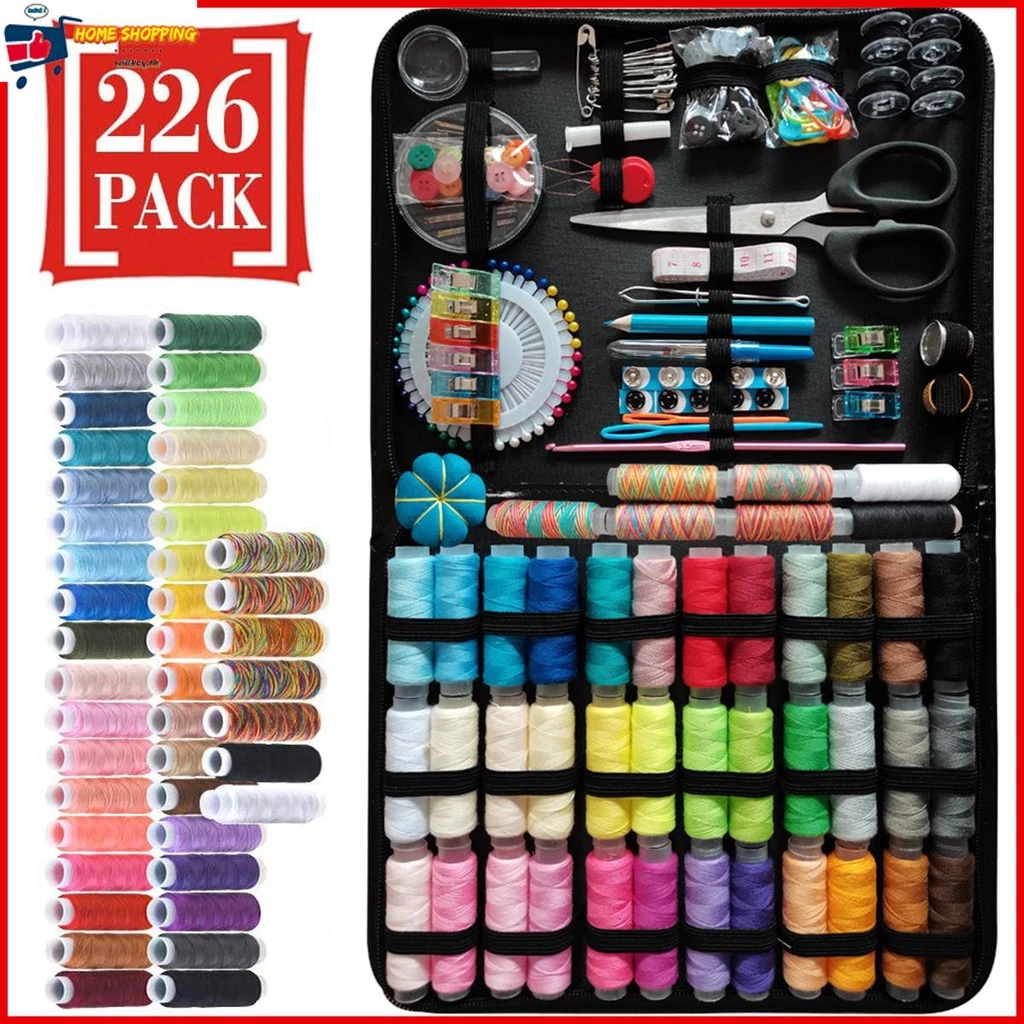 ชุดอุปกรณ์เย็บผ้า เข็ม ด้าย แบบพกพา 226 ชิ้น
