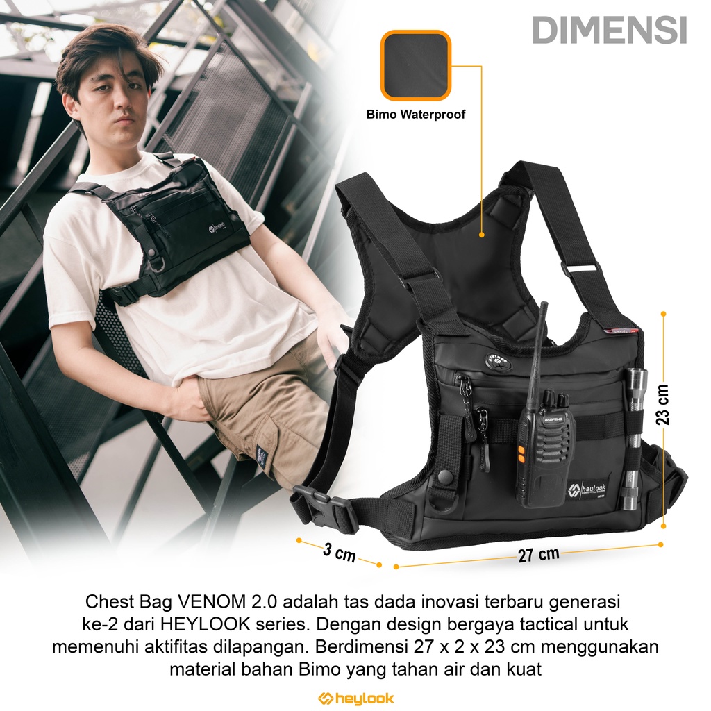 Heylook Official - กระเป๋าคาดหน้าอก Venom 2.0 กระเป๋าคาดหน้าอก Tactical Rig Bag Outdoor Waterproof