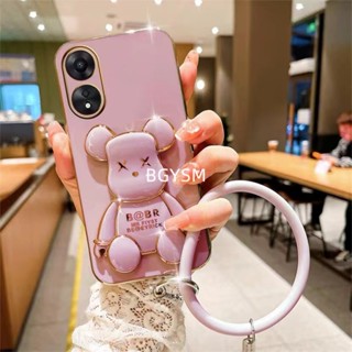 ใหม่ พร้อมส่ง เคสโทรศัพท์มือถือ ลายหมีน่ารัก พร้อมขาตั้ง และสายคล้องมือ สําหรับ OPPO A38 4G OPPOA384G