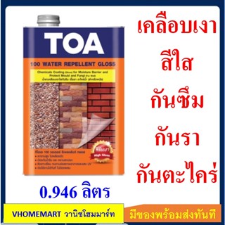 TOA 100 น้ำยาเคลือบเงาใสกันซึม กันเชื้อรา กันตะไคร่ สำหรับภายนอก และ ภายใน ขนาด 0.946 ลิตร Water Repellant Gloss