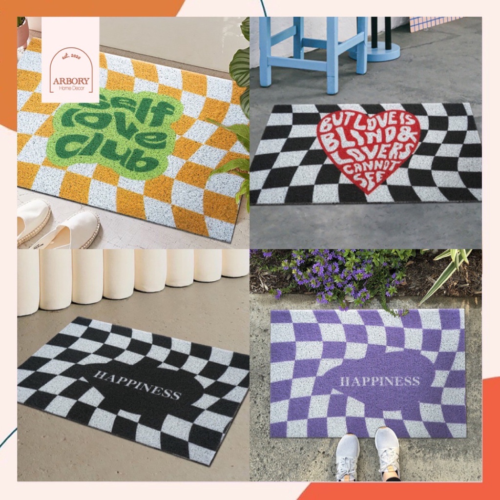พรมดักฝุ่น พรมหน้าบ้าน 60x90cm พรมสี่เหลี่ยม พรมดักเศษฝุ่นหน้าประตู พรม PVC ราคา ถูกที่สุด ดีลบีเคเค
