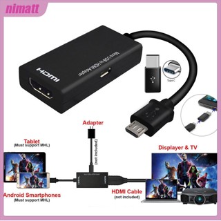 Ni สายเคเบิลอะแดปเตอร์ Type C &amp; Micro USB Male to HDMI Female สําหรับโทรศัพท์มือถือ แท็บเล็ต ทีวี