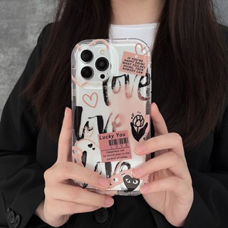 เคสไอโฟน TPU ลายกราฟฟิตี้ สีชมพู สําหรับ เคส iPhone 11 pro max 14 Plus 12 pro max 13