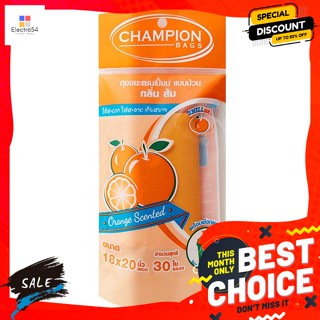 Premio(พลีมิโอ) แชมเปี้ยน ถุงขยะ แบบม้วน กลิ่นส้ม ขนาด 18 x 20 นิ้ว 30 ใบ Champion Garbage Bags Rolls Orange Scent Size