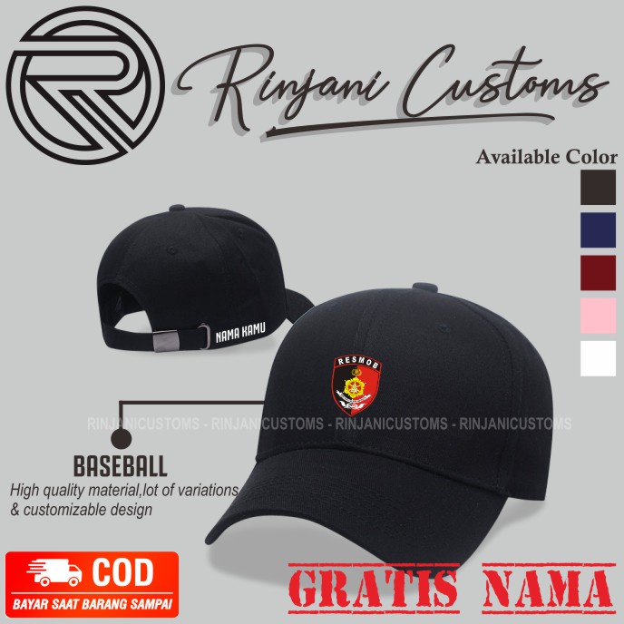 ฟรี RESMOB BASEBALL CAP พร้อมชื่อและหน้ากาก / BARESKRIM BASEBALL CAP / POLICE BASEBALL CAP